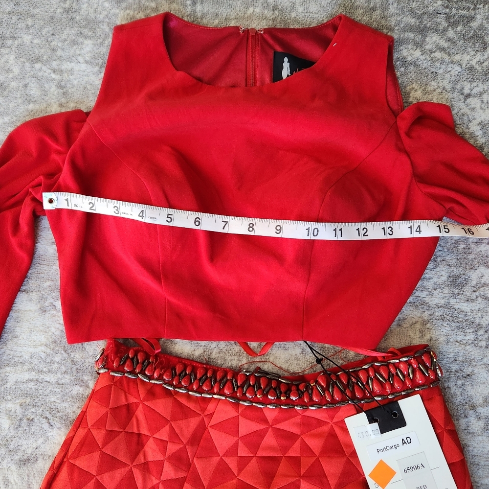 Mac Duggal Red Two Piece Mermaid Gown Size 2 NWT - Picture 6 of 12